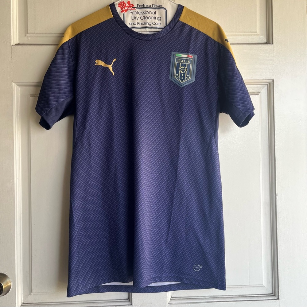 Puma Italy Soccer Team Stadium Tribute 2006 Navy and Gold Men’s Jersey